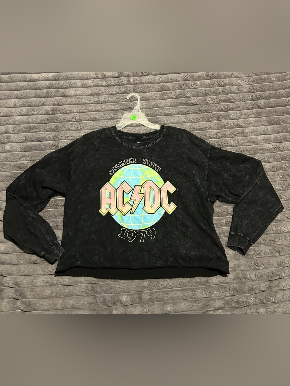 AC/DC "Summer Tour 1979" StoneWash Long-Sleeve Crop Top Sweatshirt